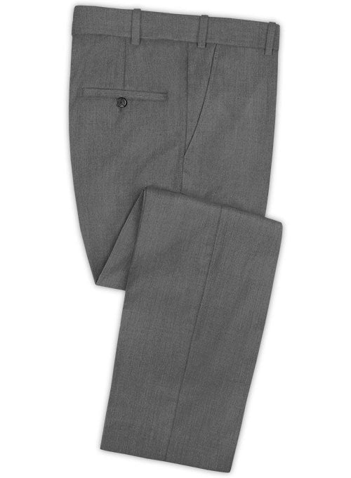 Scabal Flat Gray Wool Pants - StudioSuits