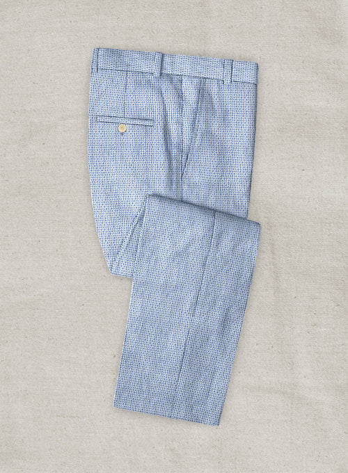 Scabal Gingham Blue Seersucker Pants - StudioSuits