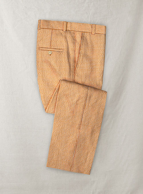 Scabal Gingham Orange Seersucker Pants - StudioSuits