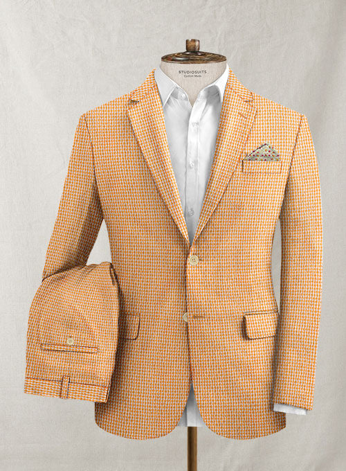 Scabal Gingham Orange Seersucker Suit - StudioSuits