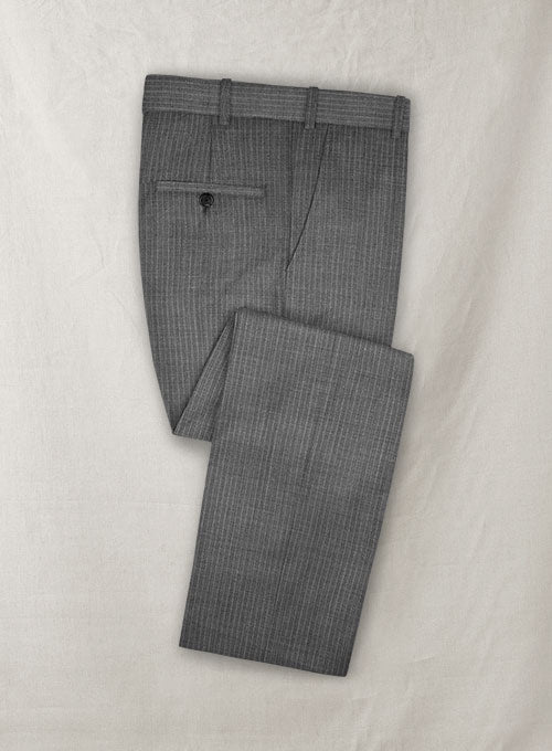 Scabal Lio Gray Stripe Wool Suit - StudioSuits