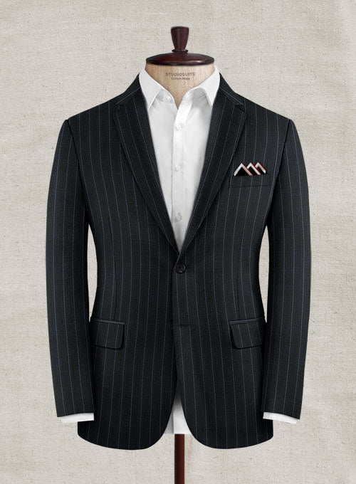Scabal Lucca Blue Stripe Wool Jacket - StudioSuits