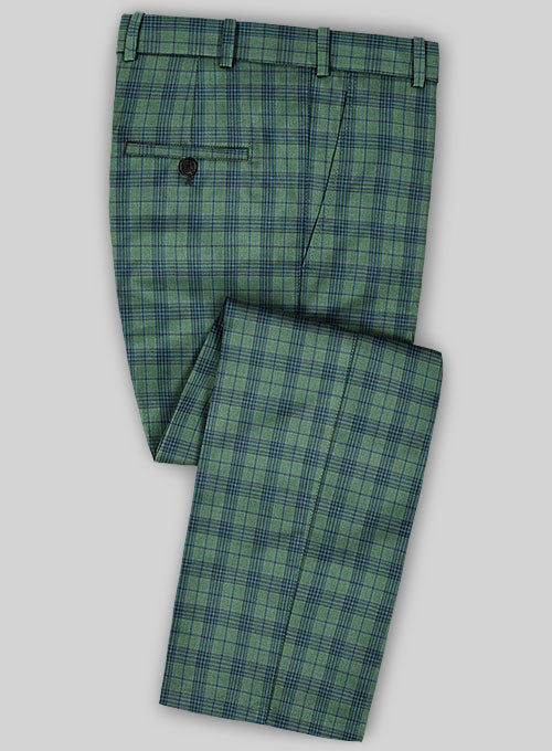 Scabal Mosaic Cori Green Wool Pants - StudioSuits