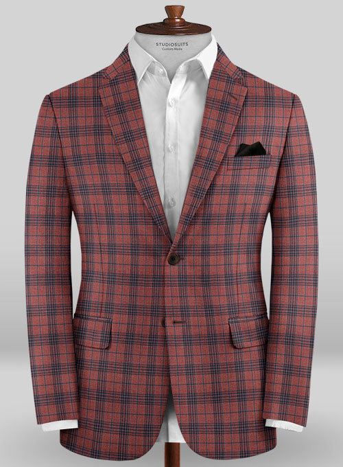 Scabal Mosaic Lazo Red Wool Suit - StudioSuits