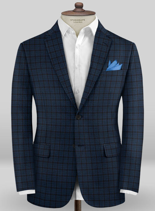 Scabal Mosaic Paggy Blue Wool Jacket - StudioSuits