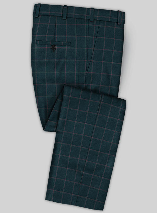 Scabal Mosaic Toluin Green Wool Pants - StudioSuits