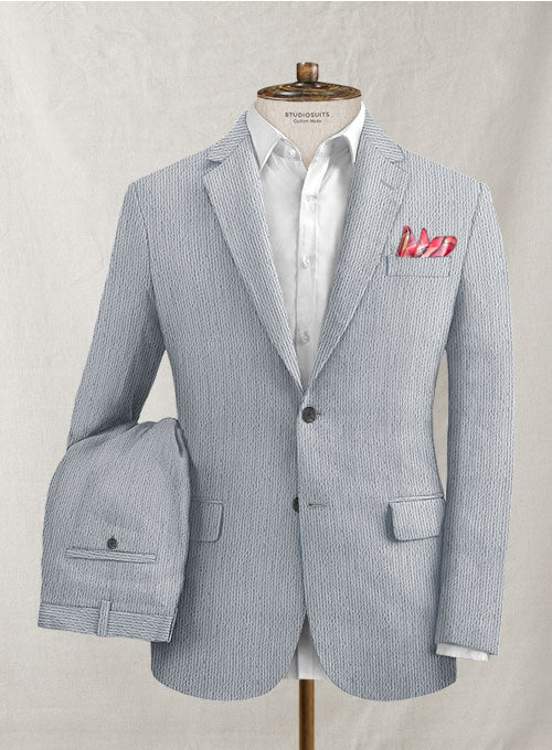 Scabal Nautica Blue Seersucker Suit - StudioSuits