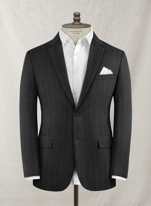 Scabal Noli Charcoal Stripe Wool Suit - StudioSuits