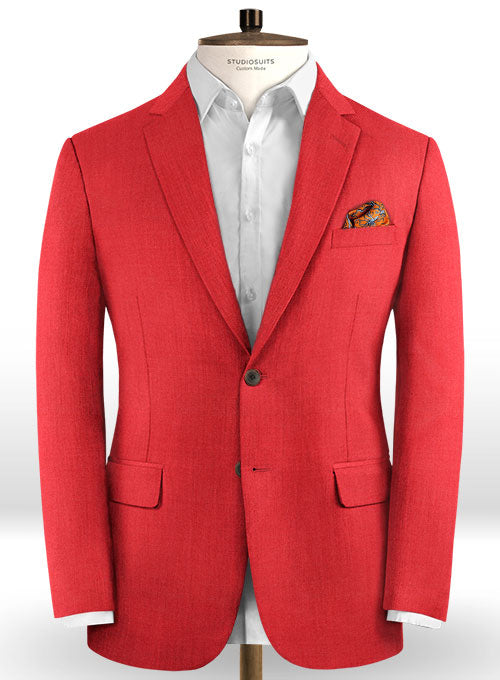 Scabal Scarlet Red Wool Jacket - StudioSuits