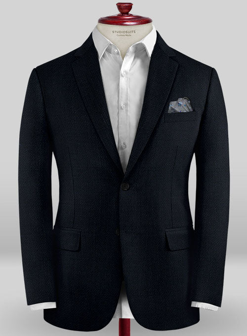 Scabal Taormina Abella Hopsack Blue Wool Jacket - StudioSuits