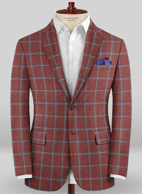 Scabal Taormina Lotali Red Wool Silk Linen Jacket - StudioSuits