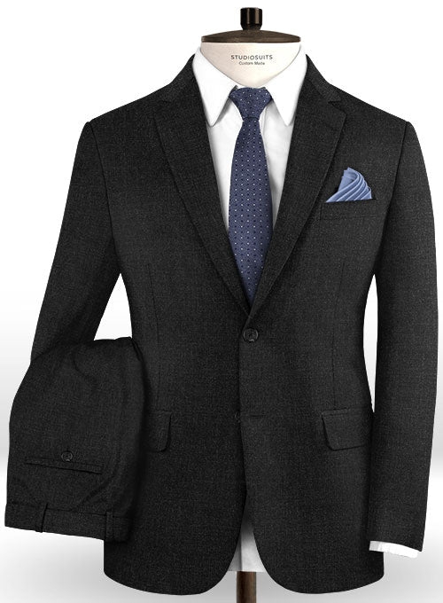 Scabal Worsted Dark Charcoal Wool Suit - StudioSuits