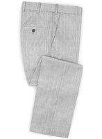 Scabal Worsted Light Gray Wool Pants - StudioSuits