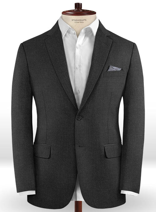 Scabal Worsted Charcoal Wool Jacket - StudioSuits