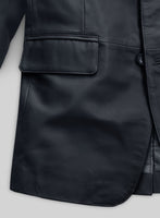 Soft Deep Blue Leather Blazer - StudioSuits