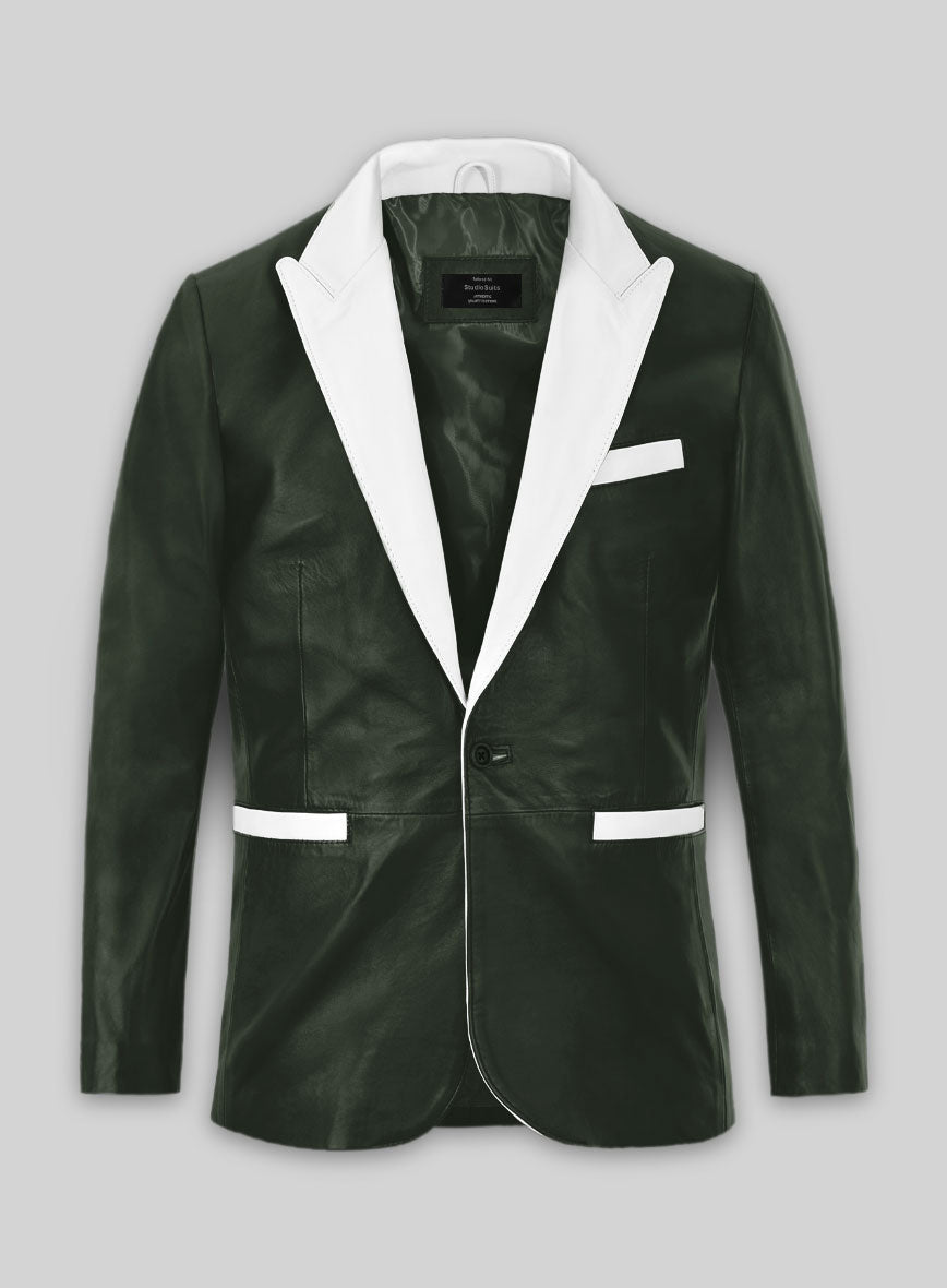 Soft Deep Olive Wax Hampton Leather Blazer - StudioSuits