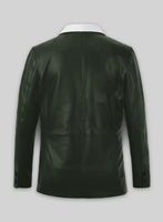 Soft Deep Olive Wax Hampton Leather Blazer - StudioSuits