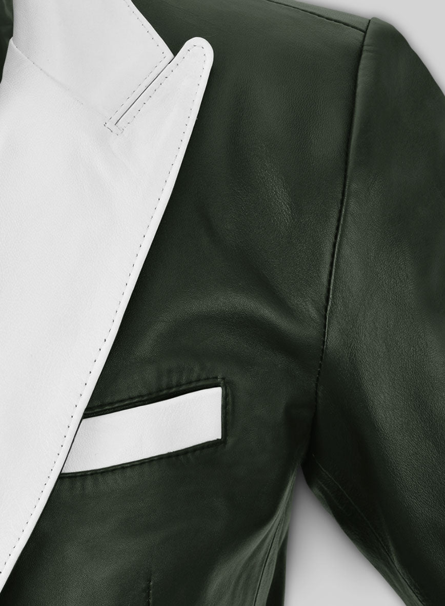 Soft Deep Olive Wax Hampton Leather Blazer - StudioSuits