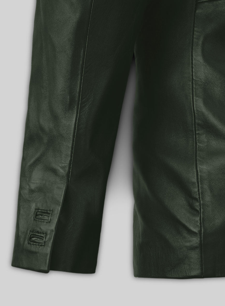 Soft Deep Olive Wax Hampton Leather Blazer - StudioSuits