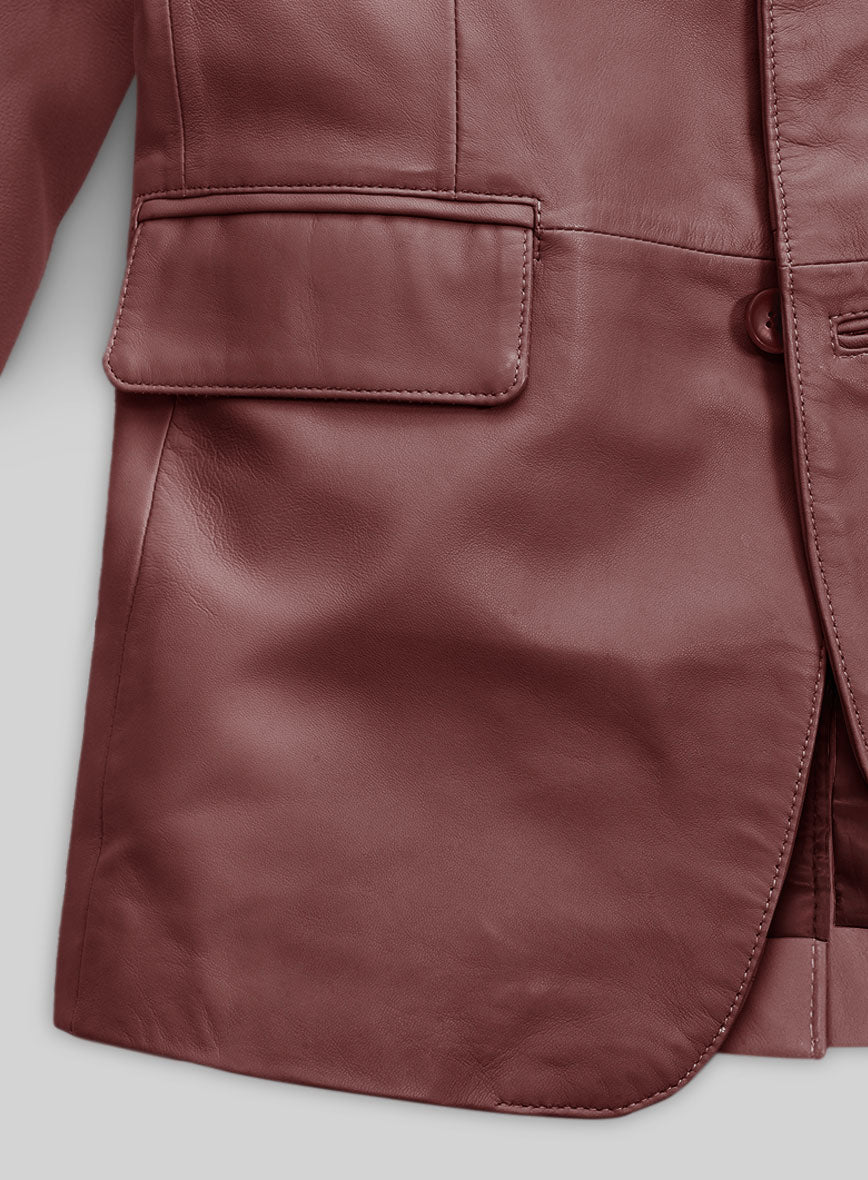 Soft Fermented Burgundy Leather Blazer - StudioSuits