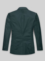 Soft Prussian Blue Leather Blazer - StudioSuits