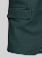 Soft Prussian Blue Leather Blazer - StudioSuits