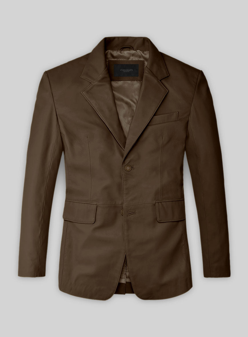 Soft Scottish Brown Leather Blazer - StudioSuits