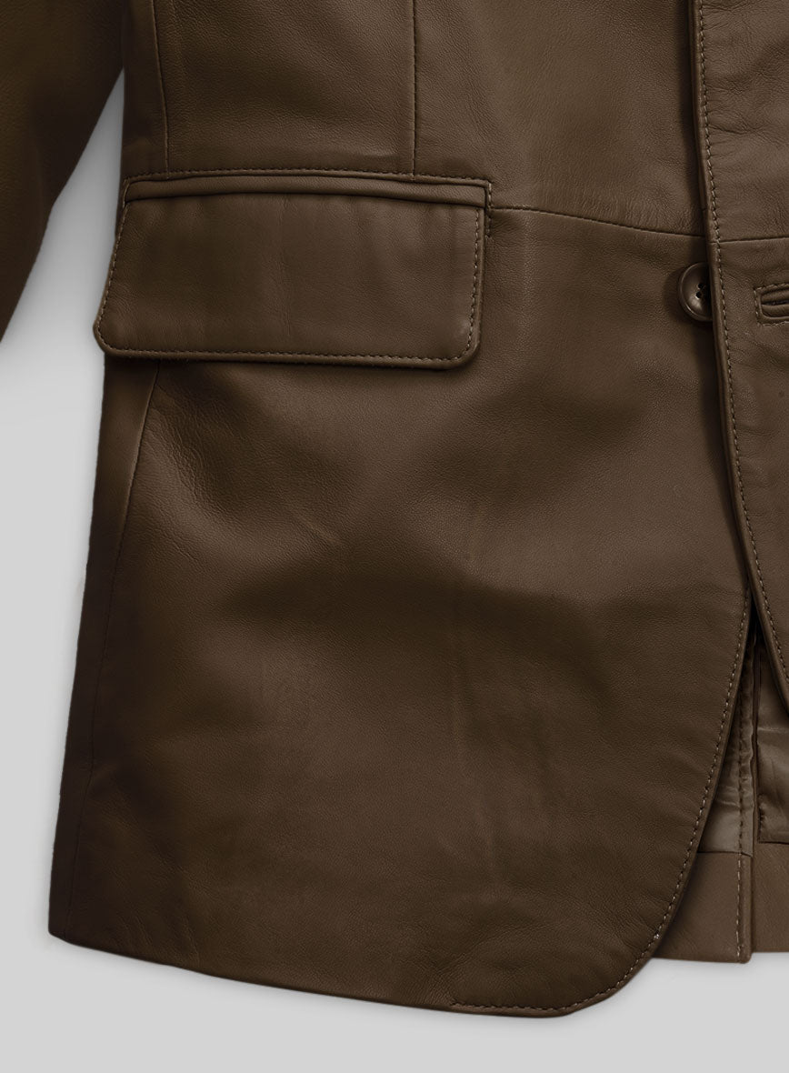 Soft Scottish Brown Leather Blazer - StudioSuits