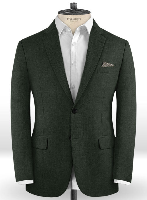 Sharkskin Dark Green Wool Suit - StudioSuits