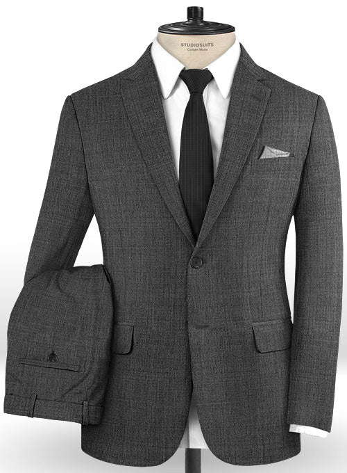 Sharkskin Gray Wool Suit - StudioSuits