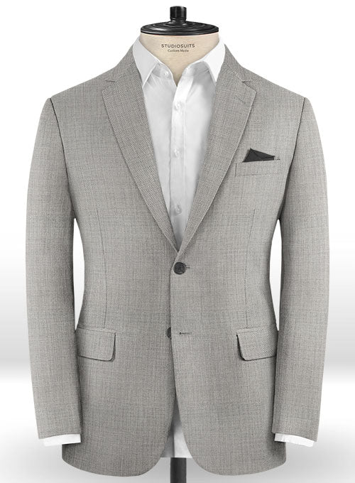 Sharkskin Light Gray Wool Suit - StudioSuits
