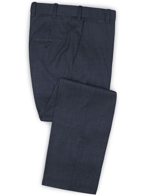 Sharkskin Steel Blue Wool Pants - StudioSuits