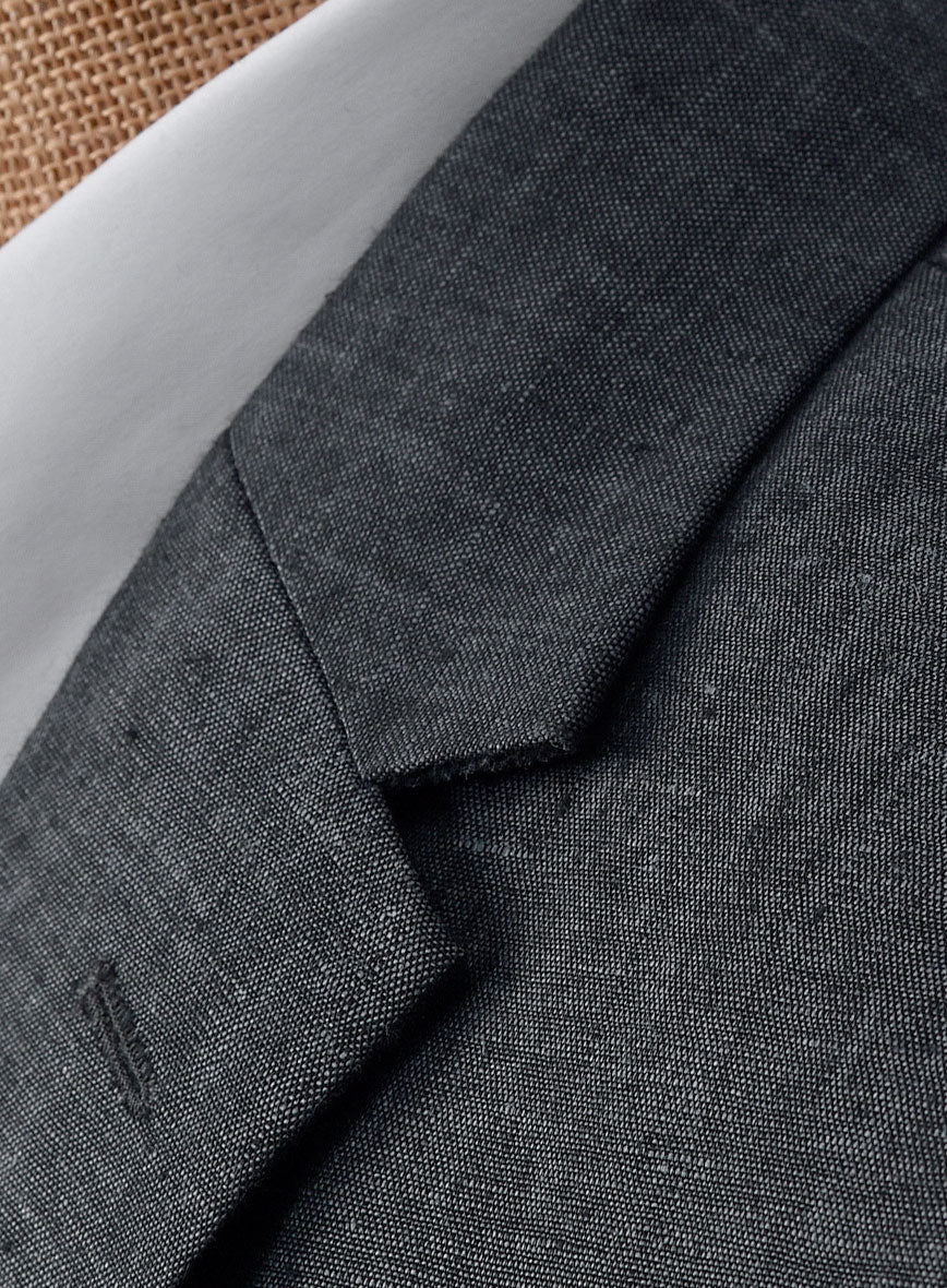 Slate Gray Pure Linen Jacket - StudioSuits
