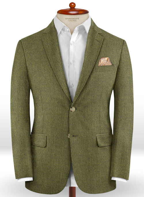 Slate Green Flannel Wool Jacket - StudioSuits