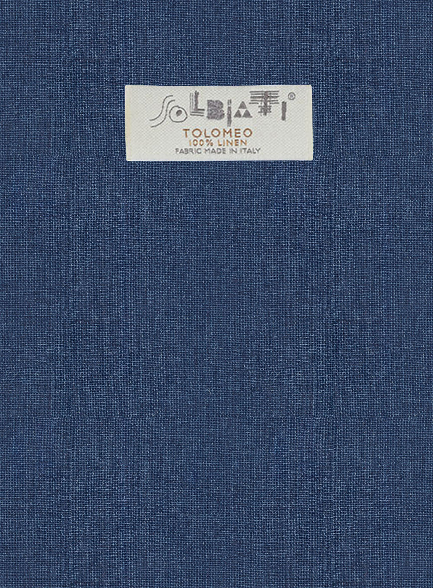 Solbiati Denim Dark Blue Linen Pants - StudioSuits