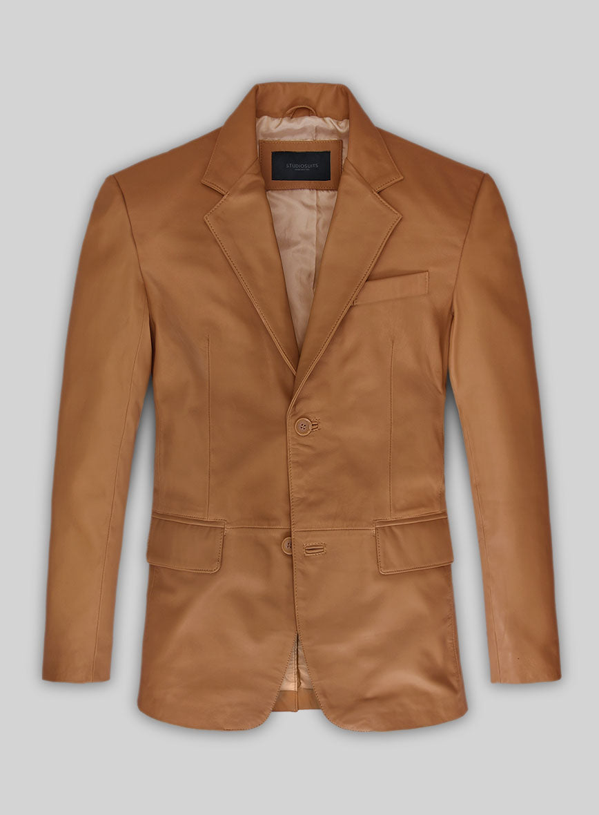 Soft Bella Brown Leather Blazer - StudioSuits