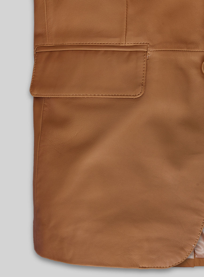 Soft Bella Brown Leather Blazer - StudioSuits