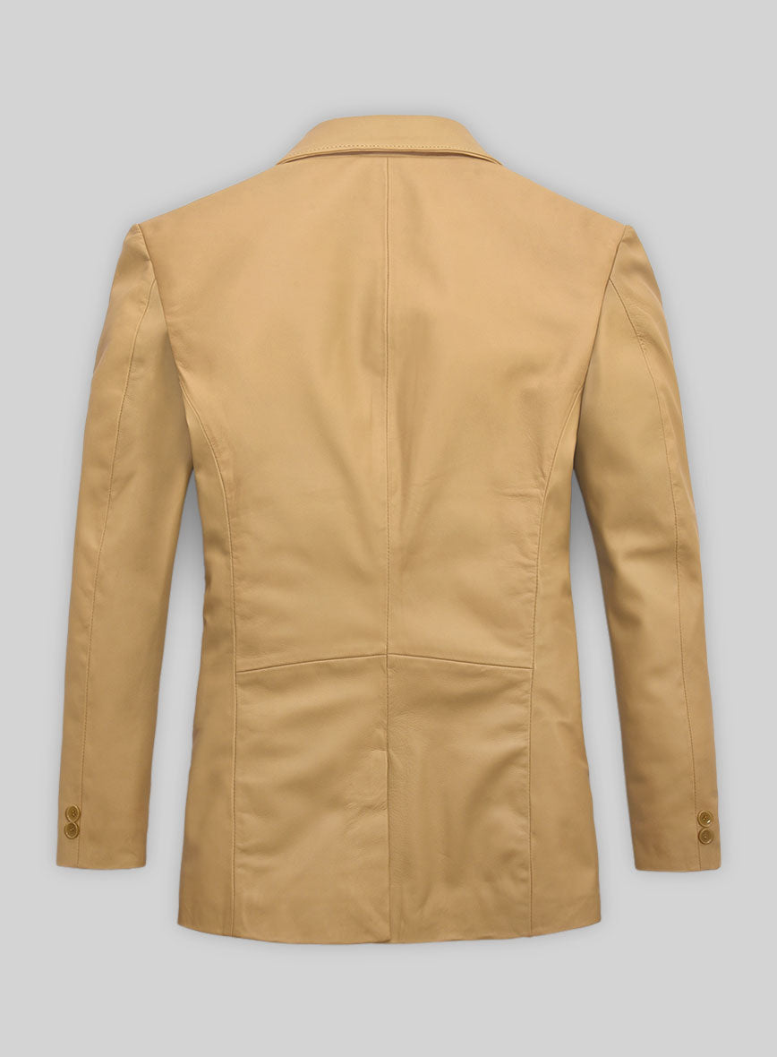 Soft Dark Beige Leather Blazer - StudioSuits