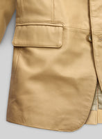Soft Dark Beige Leather Blazer - StudioSuits