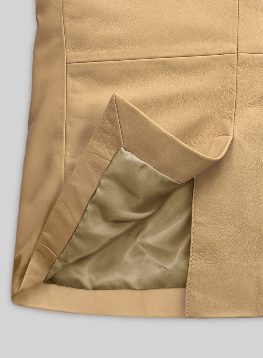 Soft Dark Beige Leather Blazer - StudioSuits