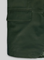 Soft Deep Olive Leather Blazer - StudioSuits