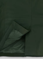 Soft Deep Olive Leather Blazer - StudioSuits