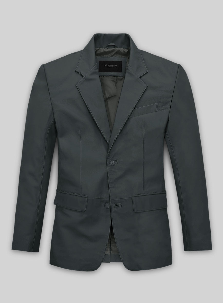 Soft Gray Leather Blazer - StudioSuits