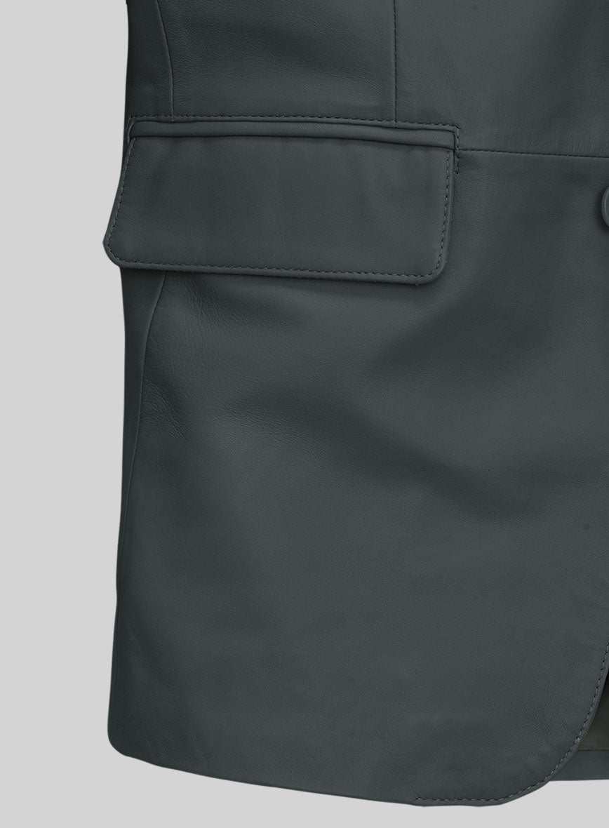 Soft Gray Leather Blazer - StudioSuits
