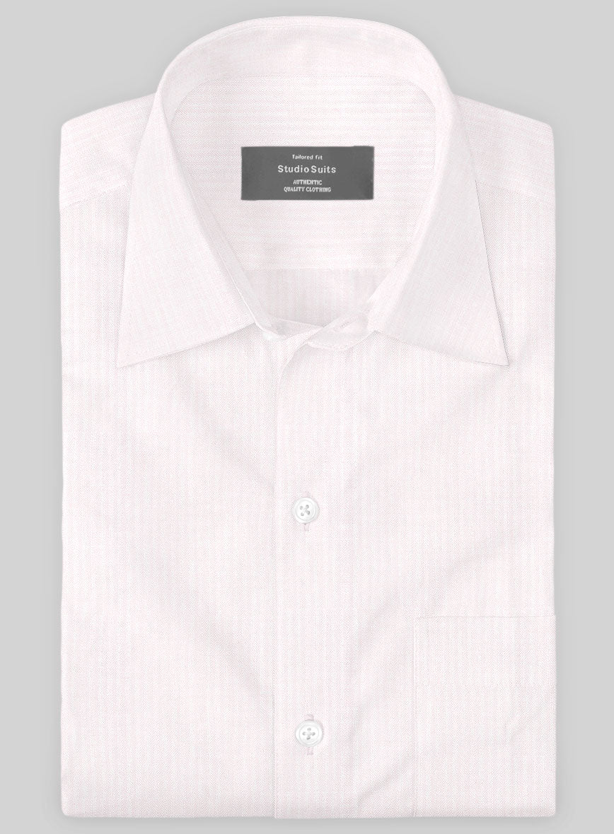 Soft Pink Herringbone Cotton Shirt - StudioSuits