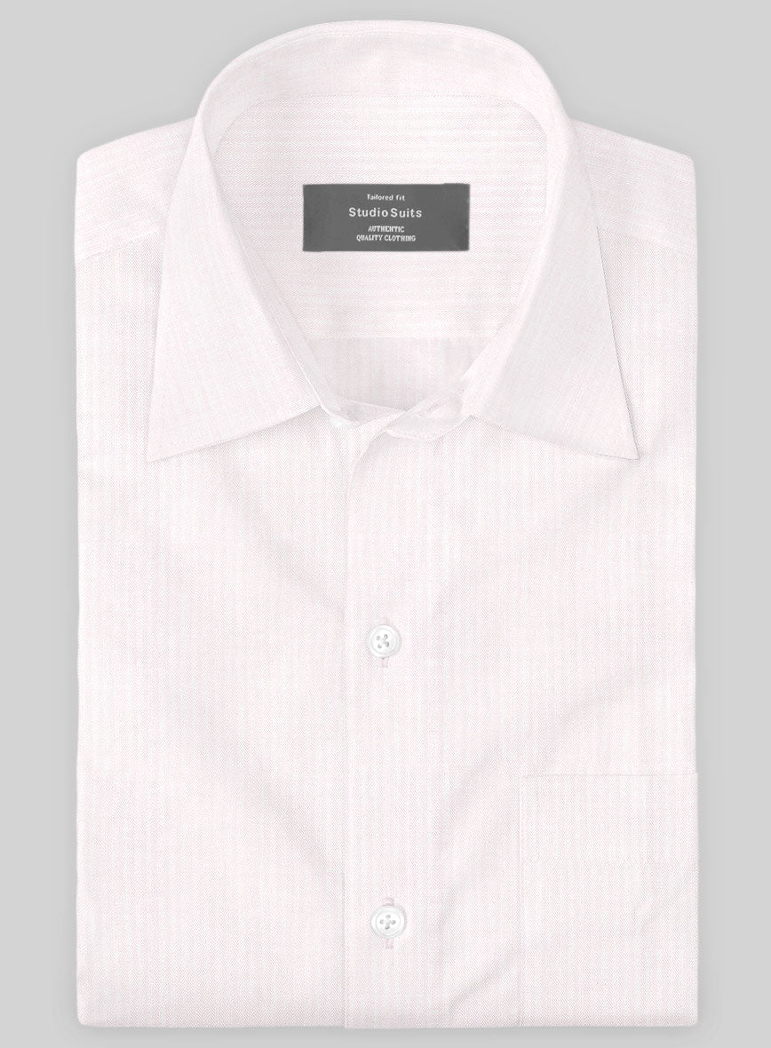 Soft Pink Herringbone Cotton Shirt - StudioSuits