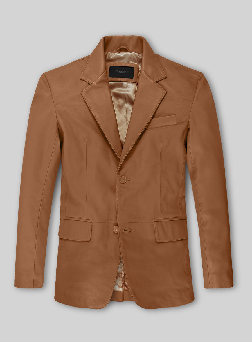 Soft Hunter Tan Leather Blazer - StudioSuits