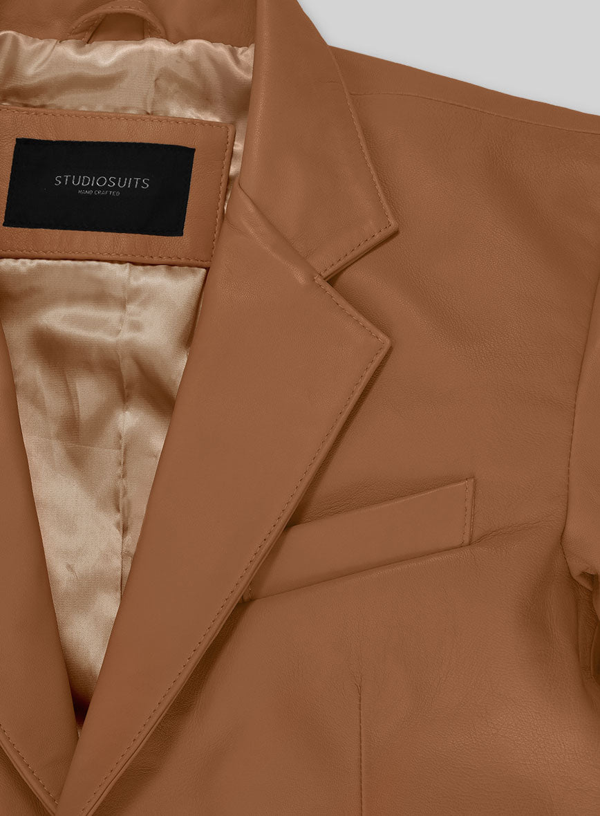 Soft Hunter Tan Leather Blazer - StudioSuits