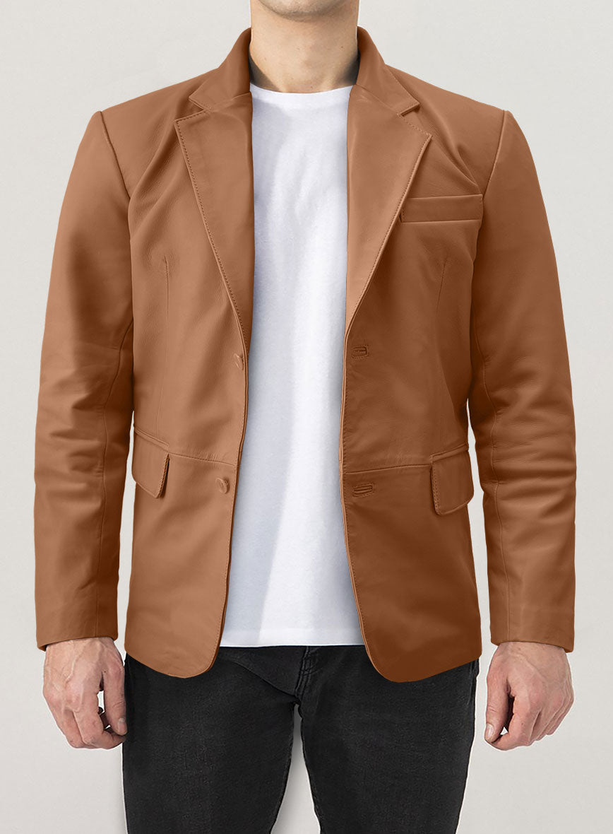 Soft Hunter Tan Leather Blazer - StudioSuits