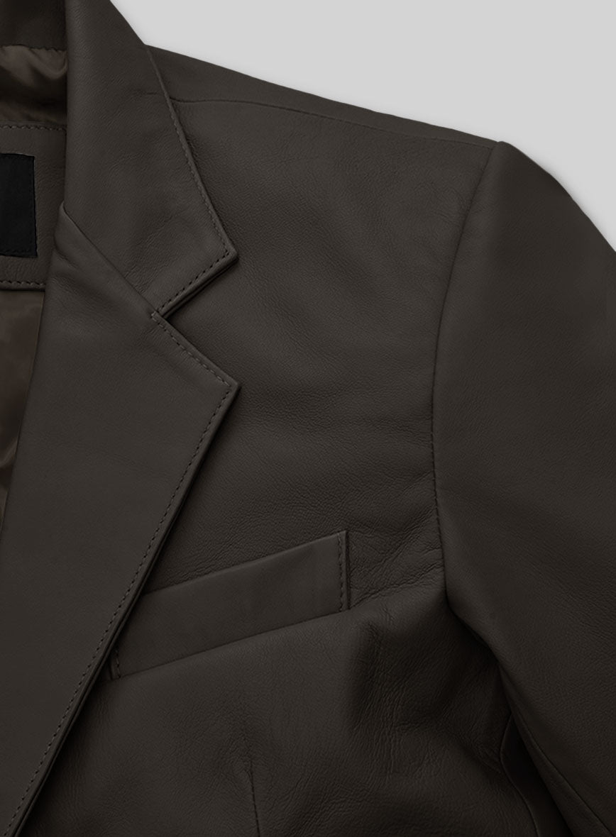 Soft Louis Brown Leather Blazer - StudioSuits
